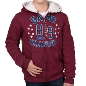 Lee’s Boys Sherpa Lined Hoodie Jacket Heather Red size L (14/16)